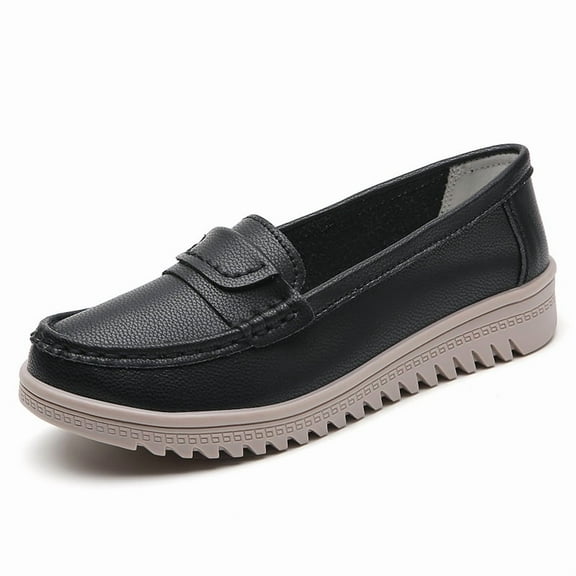 Big Size Women's Casual Loafers Slip On Leather Shoes Lightweight Walking Shoes Moccasins Classic Penny Loafer Flats Boat Shoes