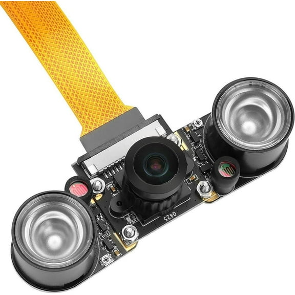 Camera Module 8MP CSI IMX219 Sensor for Raspberry Pi 5 with 160° Wide-Angle Lens & Night Vision, Infrared Illuminator Included
