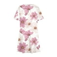 thumbnail image 3 of Pink Ladies Crew Neck Spandex Lounge Dresses for Women Short Sleeve Flower Graphic Loose Fit Midi Knee Length Summer Fall 2025 Clothing Trendy XXL, 3 of 6