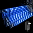 thumbnail image 6 of Christmas Lights Outdoor Meteor Shower Lights 24-Tube 576LEDs Snow Falling Rain Cascading Icicle Light for Xmas Tree Christmas Decorations Wedding Party Holiday Garden Decor, UL Plug Blue, 6 of 8