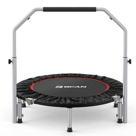 bcan 40  foldable trampoline  fitness rebounder with adjustable foam handle  exercise trampoline for adults/kids indoor/garden workout max load 330lbs