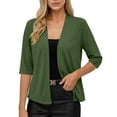 thumbnail image 7 of Women's Stretch Shirt Cardigan Baeitkot Women's Solid Color Casual Imitation Stretch Shirt Cardigan Green XXL, 7 of 7