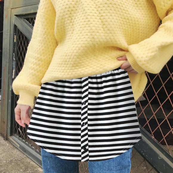 Cameland Jupe-Jupon Rallonge Demi-Longueur à Étages Superposés en Voile à Rayures Imprimées pour Femme Grande Taille Multicolore m