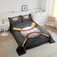 thumbnail image 3 of Juego de cama de béisbol 3D Bate de béisbol Impreso Edredón para Niños Niños Adolescentes 3D, 3 of 5