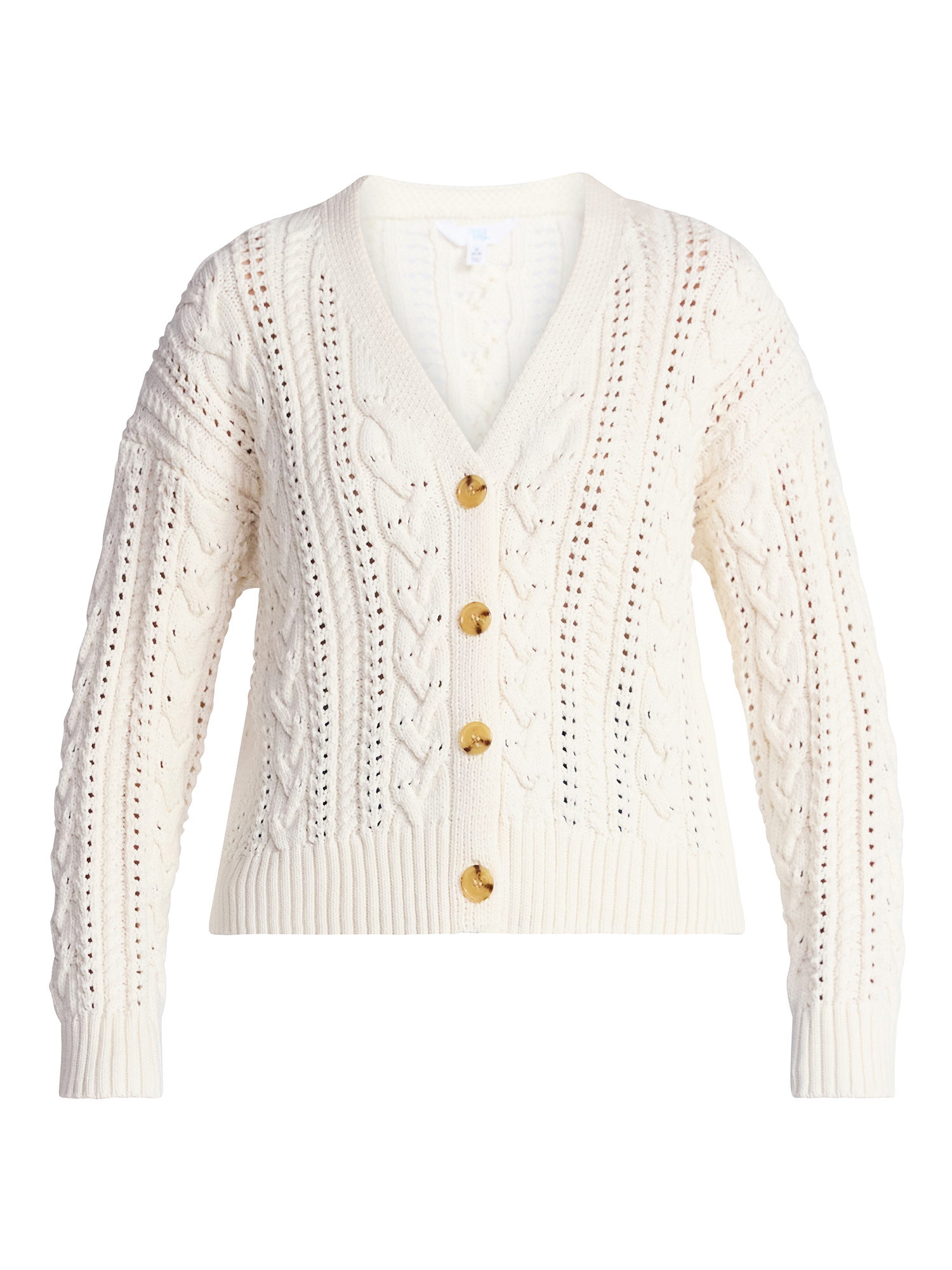 Time and Tru Women's Cable Knit Cardigan Sweater with Long Sleeves, Lightweight, Sizes XS-XXXL
