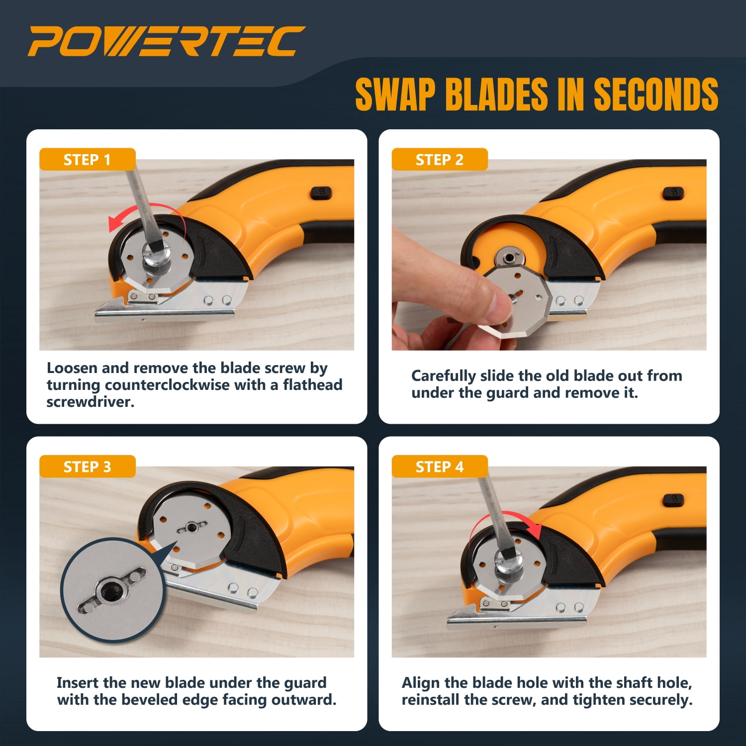 POWERTEC Cordless Electric Scissors – 3.6V Rechargeable Fabric, Cardboard & Carpet Cutter with Fast USB-C Charging, Safety Lock, and Extra Blade for DIY, Crafting & Upholstery (ESS3600)