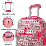 J World Womens Lunar 19.5 Multi-Purpose Lapotop Rolling Backpack for School and Travel, Skandi Pink