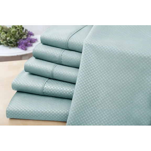 Huba Homes US Army 6 Piece Embossed Check Sheet Set full aqua