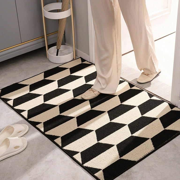 Black and White Door Mat Outdoor Rug 24'' x 35'' Front Porch Rug Washable  Entryway Rug Striped Layered Door Mats Hand-Woven Indoor/Outdoor Small Area