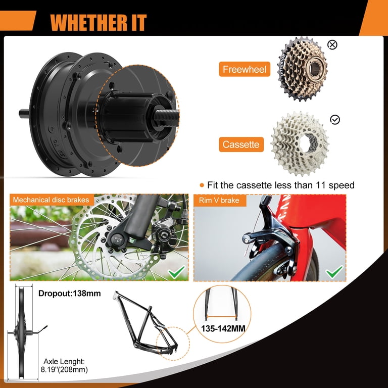 electric bicycle rear hub motor 26" VARSTROM BAFANG 48V 1000W | Conversion Kit With LCD Rear Hub 750 Watt Hub