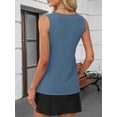 thumbnail image 4 of ANRABESS Women's Textured V Neck Tank Top Summer Work Office Blouses Sleeveless Loose Dressy Tunic Shirts Business Casual Outfits Lake Blue M, 4 of 10