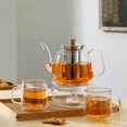 thumbnail image 3 of CNGLASS 1100ml Glass Teapot with Infuser,Clear Glass Tea Kettle with Removable Stainless Steel Strainer,Stovetop Safe Glass Teapot for Blooming and L, 3 of 7