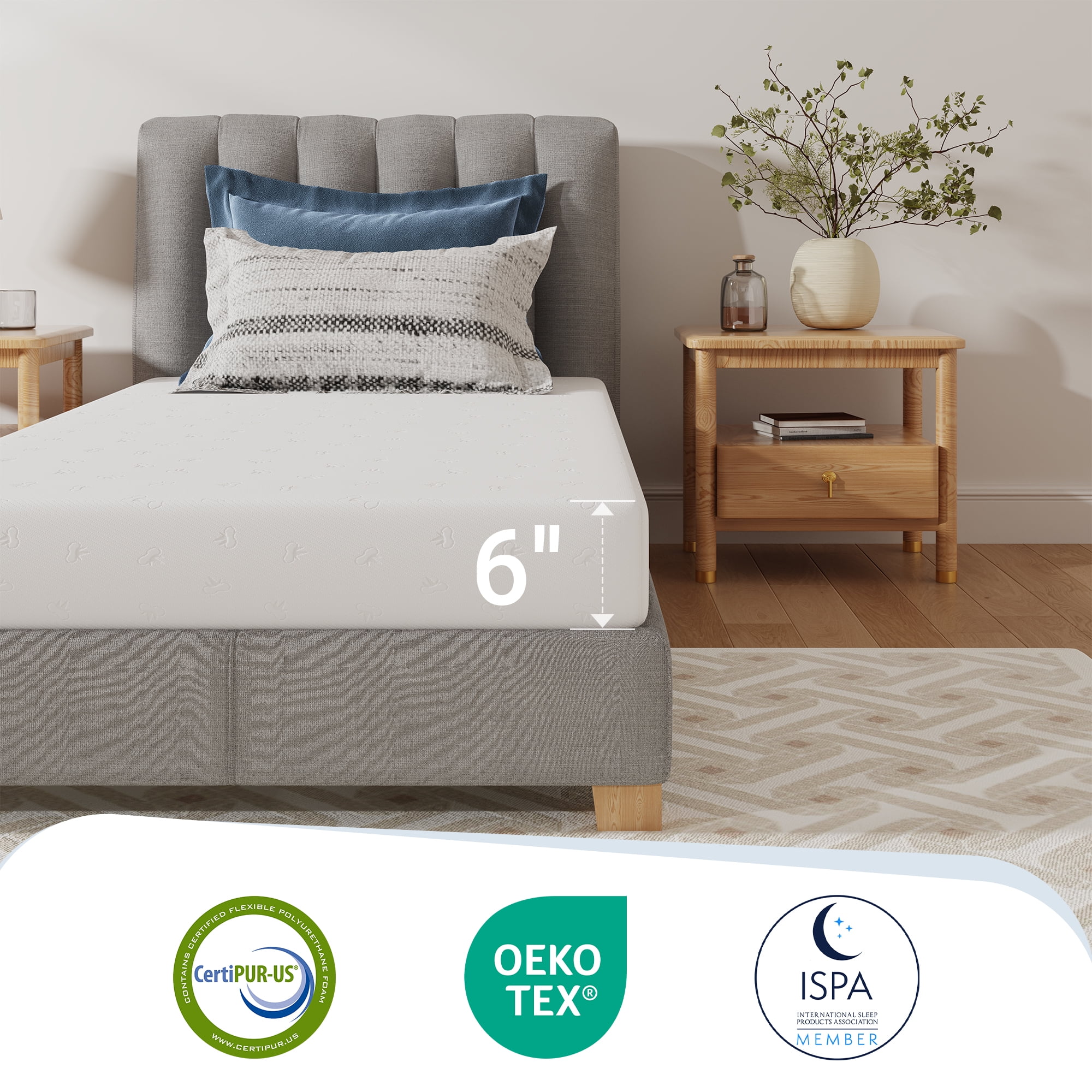 Avenco Snowflake 6" Medium Memory Foam Mattress,Adult,Twin Size