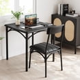 thumbnail image 3 of Homhougo 3 Piece Retro MDF Board Upholstered Chairs Dining Table and Chairs Set, Black, 3 of 7