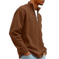 thumbnail image 4 of Huankd Quarter Zip Sweaters for Men Fall Long Sleeve Crew Neck Tops Casual Slim Fit Knit Texture Pullover Winter 2026 Office Casual Wear Coffee M, 4 of 7