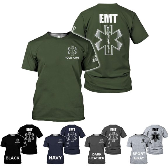 Personalized EMT Shirt, EMS Shirt, Customized EMS Shirts,EMT Paramedic Uniform Emergency Medical Technician Shirts (DefaultTitle, S)