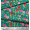 thumbnail image 2 of Soimoi Cotton Poplin Fabric Leaves & Chrysanthemum Floral Print Sewing Fabric Yard 56 Inch Wide, 2 of 5