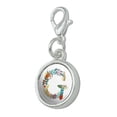 thumbnail image 2 of Letter G Floral Monogram Initial Antiqued Bracelet Pendant Zipper Pull Charm with Lobster Clasp, 2 of 5