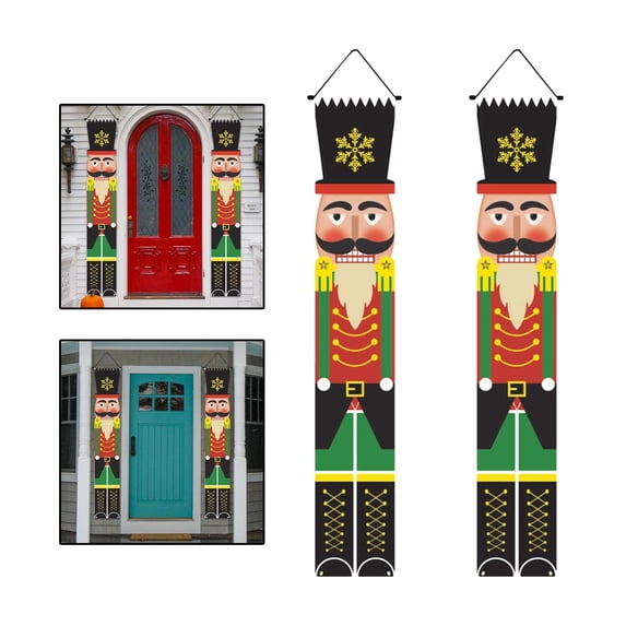 2023 New Years Decoration Christmas Nutcracker Curtain Hanging Couplet for Wall Party Holiday Fence Porch