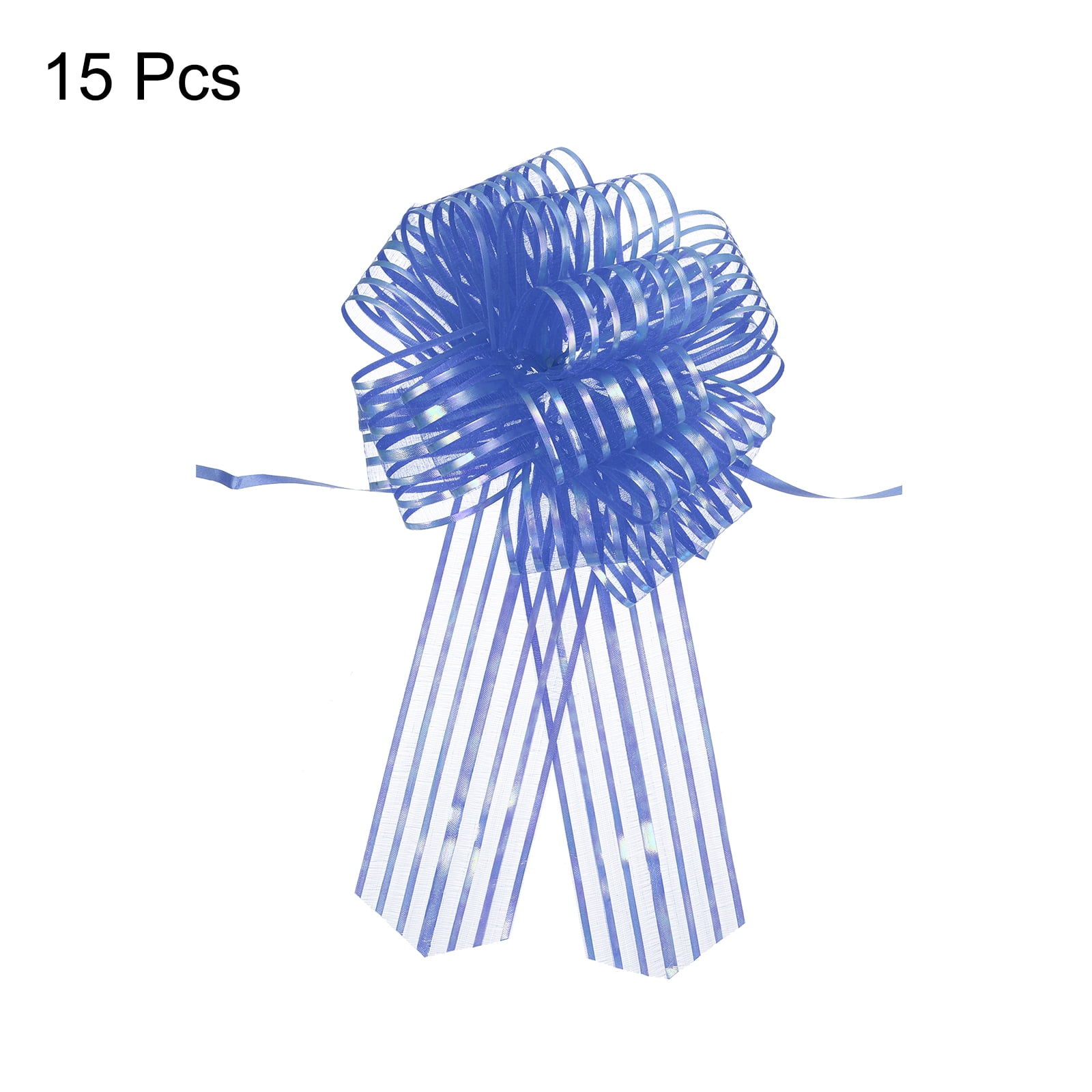 15pcs 8 Inch Organza Large Pull Bow Gift Wrapping Bows Ribbon Chiffon Yarn Blue for Christmas Valentine's Day