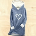 thumbnail image 3 of FNFYFH Hoodies for Women Thermal Fleece Liend Graphic Hoodie Hooded Pullover Sweatshirt Thickened Cozy Loungewear Winter Tunic Tops, 3 of 5