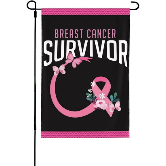 Breast Cancer Survivor Flags, Breast Cancer Survivor Garden Flags Personalized Garden Flag 12x18 Double Sided Garden Decor Flag For Outdoor Decorations