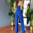 thumbnail image 6 of Sleeveless Lace Up Romper Jumpsuit for Women Buttons Solid Color Loose Straight Pants Fashion Romper Pants Casual Daily Streetwear Aesthetic | CSEONE,Blue XL, 6 of 9