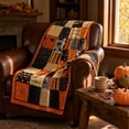 thumbnail image 2 of 27.6x39in Vintage Patchwork Halloween Flannel Throw Blanket,Fall Harvest Halloween Decorations,Soft Printed Decorative Blanket, Indoor Outdoor Farmhouse Sofa Couch Bed Living Room Holiday Decor Throw, 2 of 5