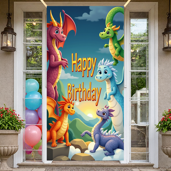 Colorful Theme Banner Decorative Design Dragon Party Celebration for Birthday Party Kids Party Indoor Decoration