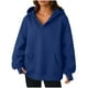 thumbnail image 3 of Tops para mujer,Blusa con capucha y cuello en V para mujer, top informal de manga larga con bolsillo, corte holgado y suave, camiseta de color liso para ropa urbana, sopatenor, 3 of 9