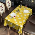 Dog Paw Print Yellow Pattern Waterproof Tablecloth, Rectangular Fabric ...
