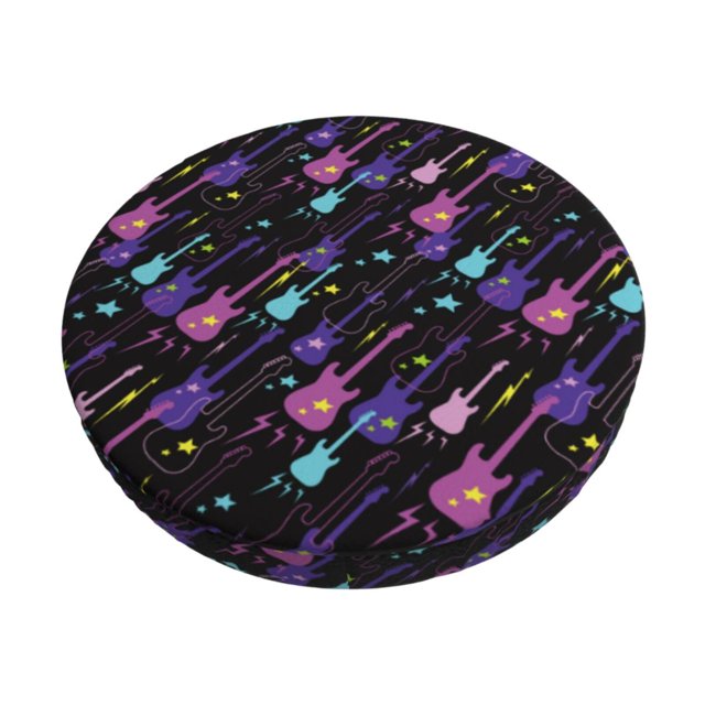 Balery Colorful Guitar Fundas de asiento para taburete de bar redondo de tela de terciopelo ajustables que protegen de arañazos y manchas para sillas de 14 a 17 pulgadas.-12 inch