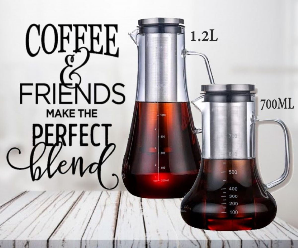 Cold Brew Iced Coffee Maker Glass Carafe with Tea Infuser Airtight Lid
