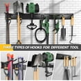 thumbnail image 3 of 49.5"Garage Tool Organizer Wall Mount 500lbs Garden Tool Organizer for Garage with Adjustable Hooks,Heavy Duty Yard Tool Storage Rack, Anti-Rust Shed Rack Holder Hanging Rake Broom Mower Snowboard, 3 of 8