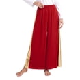 thumbnail image 5 of iiniim 2 PCS Worship Praise Dance Outfit for Women Color Block Irregular Hem Dress with Wide-Leg Red M, 5 of 7