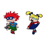 Rugrats Chuckie and Angelica Characters 3.75 Inch Tall Iron On Patch Set of 2 Patches