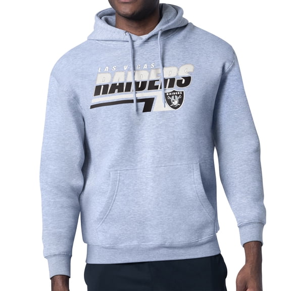 Men's Starter Heather Gray Las Vegas Raiders Logo Push Graphic Hoodie