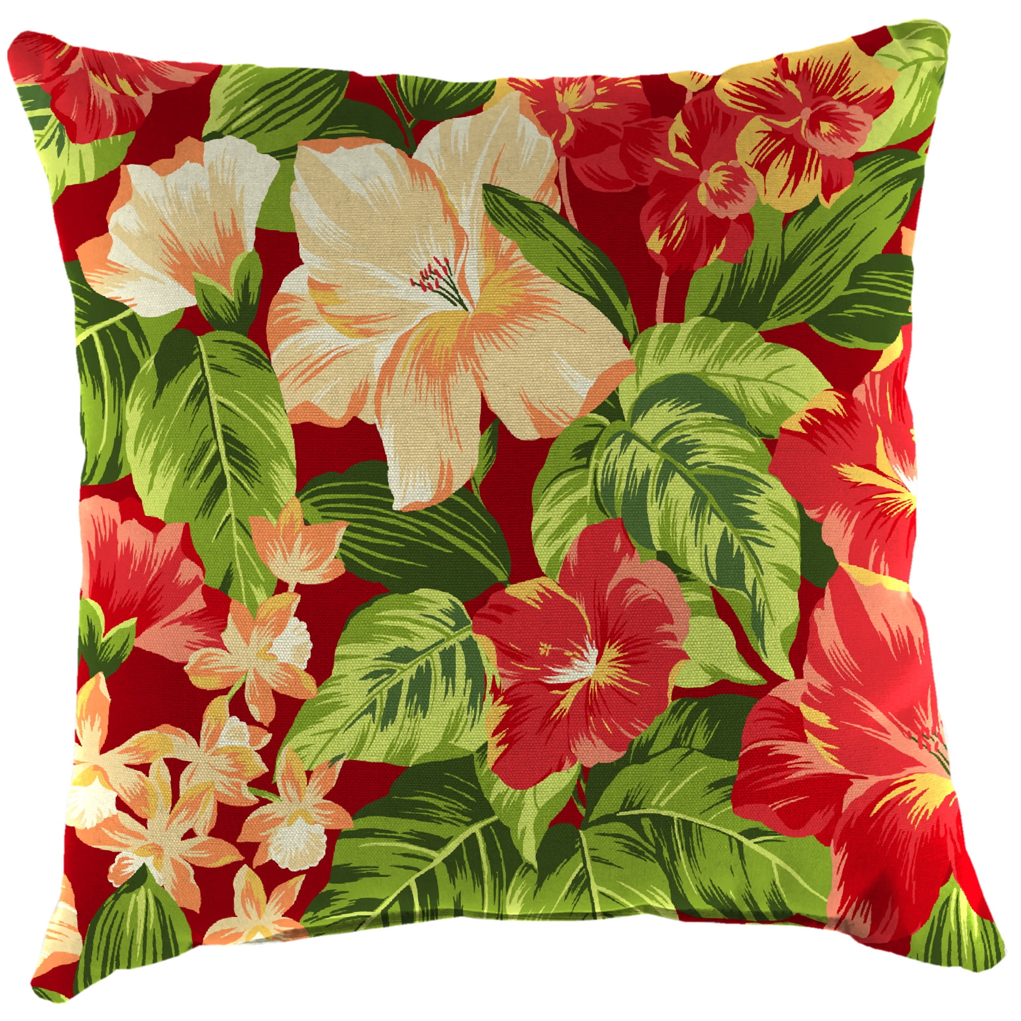 Jordan Manufacturing 22" x 22" Tiana Balsamic Red Tropical Square Outdoor Throw Pillow (2 Pack)