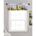 thumbnail image 3 of Country Easter Rabbits Linen Curtain Valance for Bedroom/Bathroom/Kitchen/Office/Living/Dining Room Windows,Watercolor Floral Eggs Spring Rod Pocket Topper Drapes Decorative Cafe Drapery Panel 60x18, 3 of 6