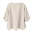 thumbnail image 5 of longantii Embroidered Tops for Women 3/4 Sleeve Boho Cotton Linen Shirts Plus Size V Neck Tunic Peasant Clothes White XL, 5 of 5