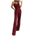 thumbnail image 2 of Clearance!lulshou Jumpsuit Pants for Women Fashion Women Summer Casual Sexy Sleeveless Solid Color Wide Leg Pants Jumpsuits, 2 of 6