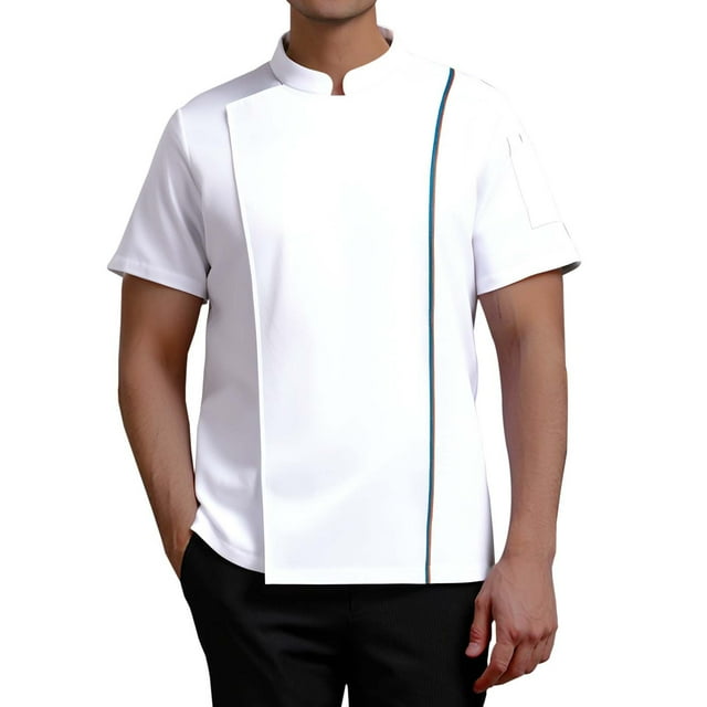 Veste Uni Chefs pour Hommes et Femmes avec Manches Longues et Boutons Rouges Contrastants Idéale pour l'Hospitalité