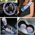 thumbnail image 3 of Yuyamidu Dolphin Car Seat Cover Full Set Pink Hibisucs Car Floor Mats Steering Wheel Cover Seat Belt Pad Cover Coasters Handbrake Cover Set Car Decor 15 PCS, 3 of 6