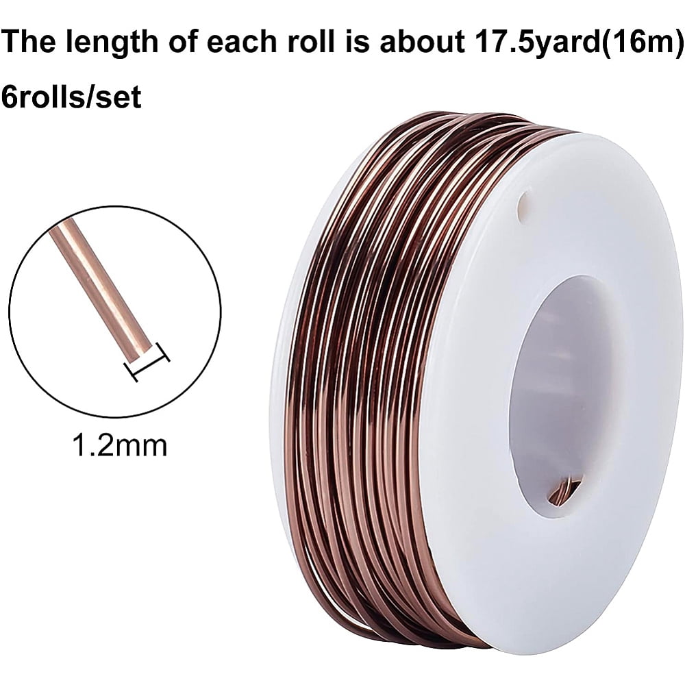 1 Set Round Aluminum Wire with Iron Side Cutting Pliers Coconut Brown 17 Gauge 1.2mm 16m/roll 6 rolls
