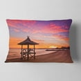 thumbnail image 2 of Designart Lifeguard Station in Beautiful Beach - Modern Seashore Throw Pillow - 12x20, 2 of 5