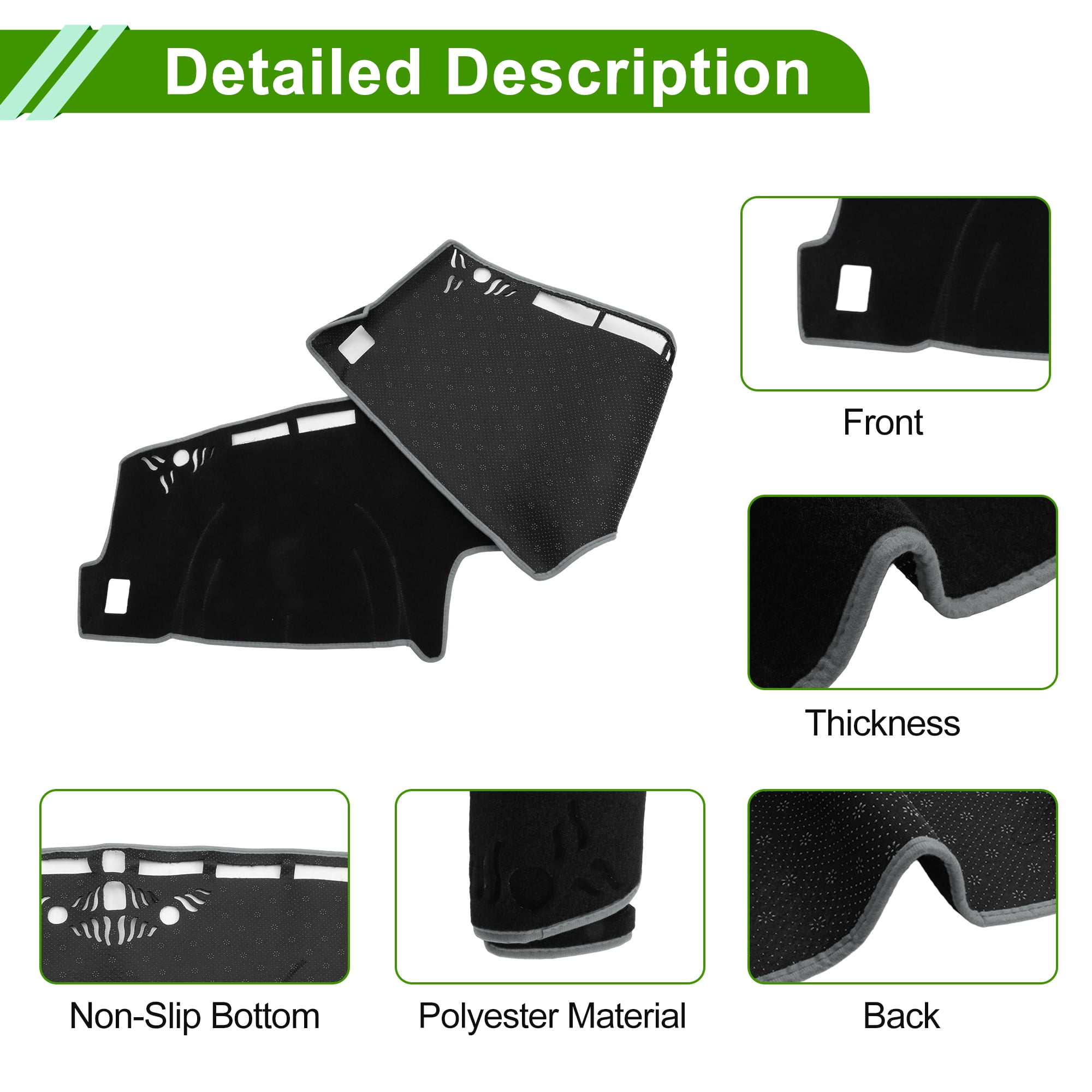 Unique Bargains Dash Cover for Ford Maverick 2022-2025 No Hud Dashboard Cover Car Interior Anti-Slip/Anti Dust Polyester Black with Gray Edge 1 pcs