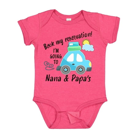 

Inktastic Book My Reservation! I m Going to Nana and Papa s Gift Baby Boy or Baby Girl Bodysuit