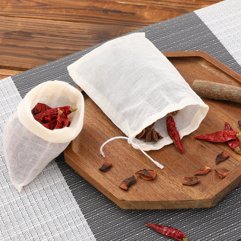 AOWOO 60-Piece Muslin Spice Bags with Drawstring photo 5