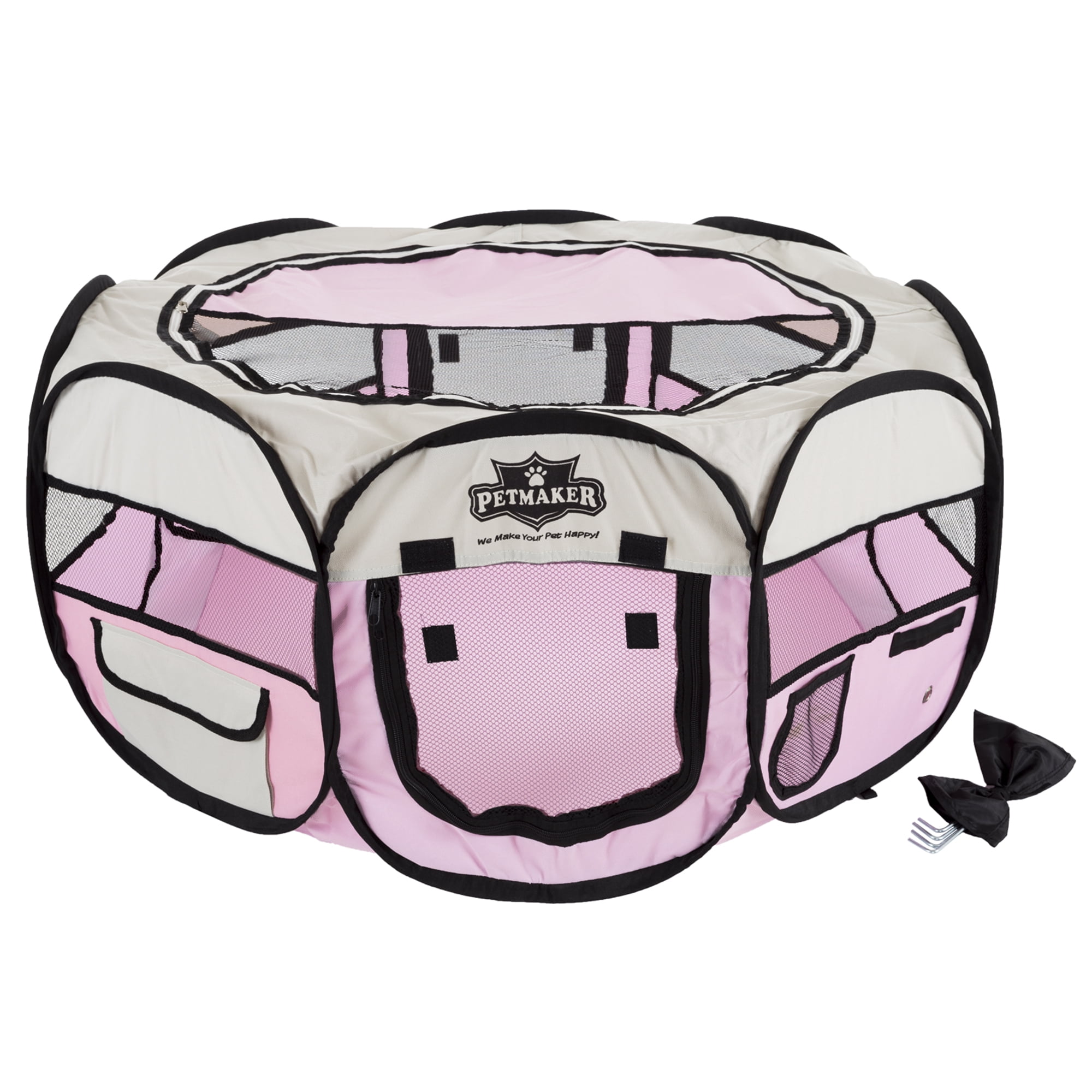 Portable Pop Up Pet Play Pen with carrying bag, 33"H, Pink