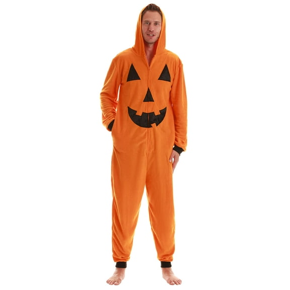 #FollowMe Skeleton Adult  Halloween / Onesie / Pajamas (Pumpkin, Small)